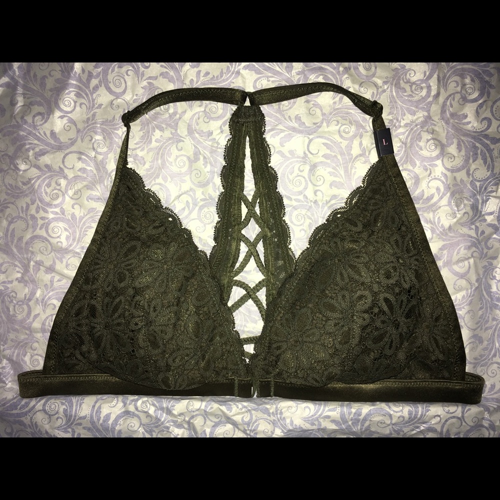 VS Bralette Green Daisy Lace Size Medium M